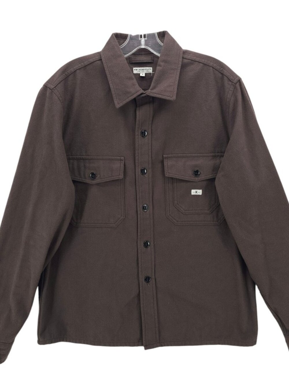 KNICKERBOCKER Brown Shirt Overshirt 100% Cotton Flannel Made in PORTUGAL Medium